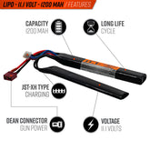 Valken LiPo 11.1v 1200mAh 15C/30C Split Airsoft Battery (Dean)
