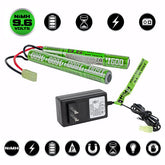 Valken NiMh Power Kit Combo - 9.6V 1600mAh Split Airsoft Battery & 1A Smart Charger (USA)